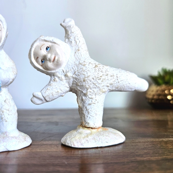 Rare Original Vintage Glitter Snow Babies Ornament Figures Set of 8 - Picture 15 of 15